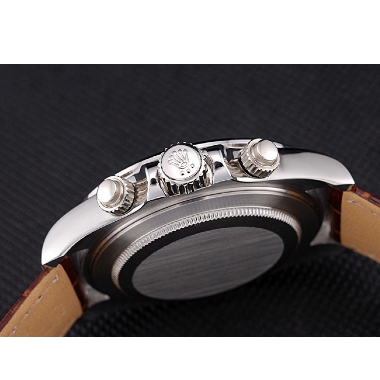 MiroTime 0812 Rolex Daytona Stainless Steel Case White Dial Brown Leather Strap